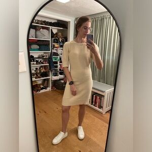 Anthropologie super soft sweater dress with puff sleeves and an open back